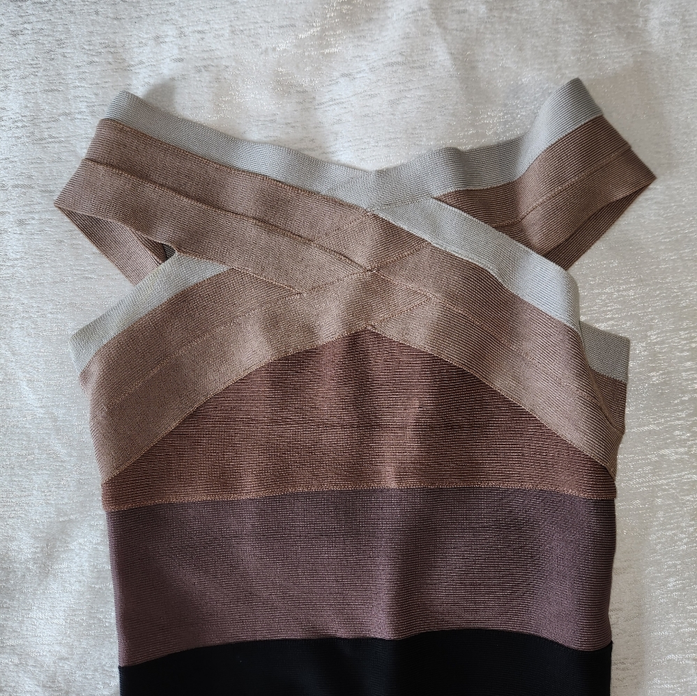 Herve Leger Bandage Dress Brown M (S) - Picture 5 of 5